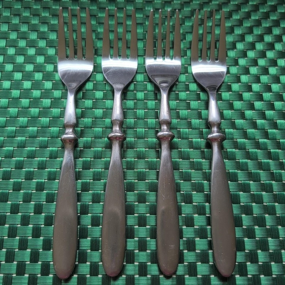 Hampton Silversmiths BISTRO SATIN Salad Forks Set Lot of 4 Stainless 18/0 Vtg